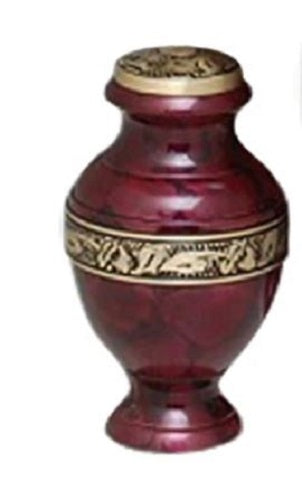 Small/Keepsake 4 Cubic Inch Brass Crimson Marble Funeral Cremation Urn