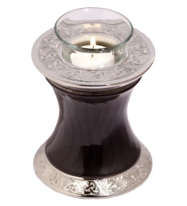 Miniature Elegant Silver Keepsake Urn with Tealight Candle Holder for orders Ashes Cremains