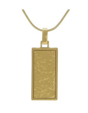 Load image into Gallery viewer, Stainless Steel/14K Gold Plated Bronze Textured Rectangle Cremation Pendant
