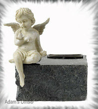 Load image into Gallery viewer, Solid Black Marble,Child/Infant/Pet Size Funeral Cremation Urn Keepsake w. Angel
