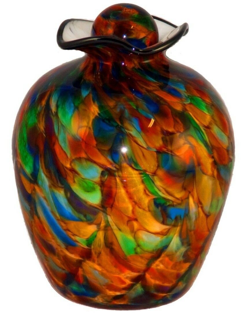 Large/Adult 220 Cubic Inch Rome Autumn Funeral Glass Cremation Urn for Ashes