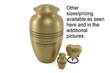 Load image into Gallery viewer, New, Solid Brass Classic Bronze Child/Pet Funeral Cremation Urn, 40 Cubic Inches
