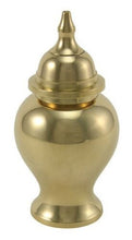 Load image into Gallery viewer, Small/Keepsake Shiny Brass Cremation Urn, 20 cubic inches
